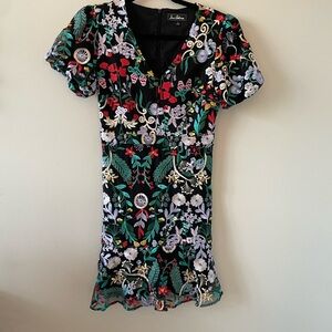 Floral Embroidered Black Dress